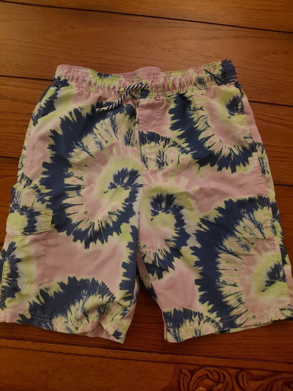 Cat & Jack Men's Tie-Dye Swim Shorts - Pink, Navy & Lime